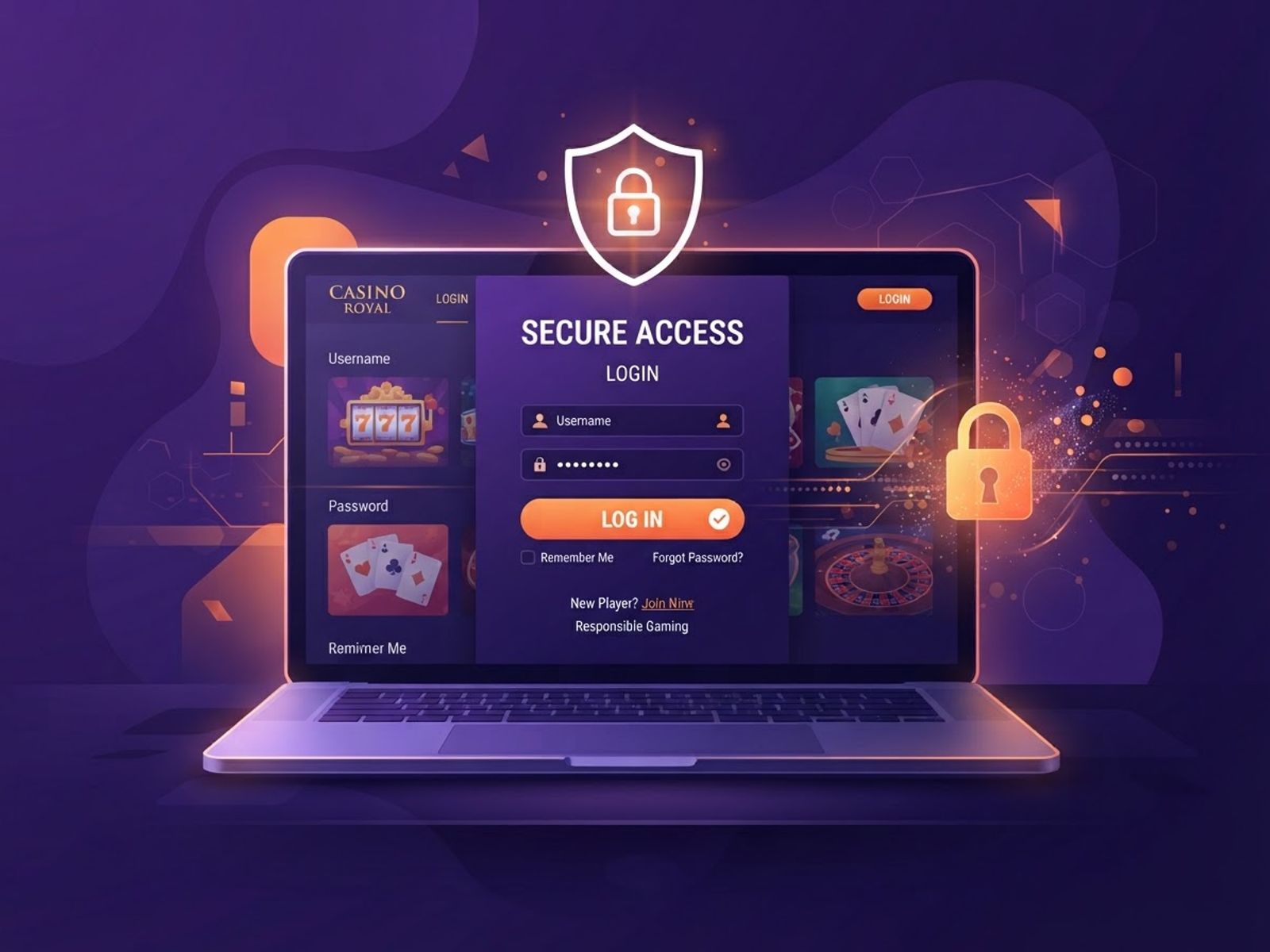 Écran de connexion sécurisé du casino NV Casino